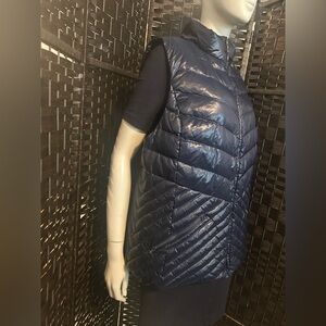 talbots women’s deep purple blue down zip puffer vest ,front zip pockets,  xl